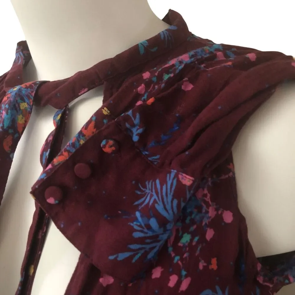 Free People Kaleidoscope Dream Tunic Top Blouse Micro Mini Dress S Cold Shoulder